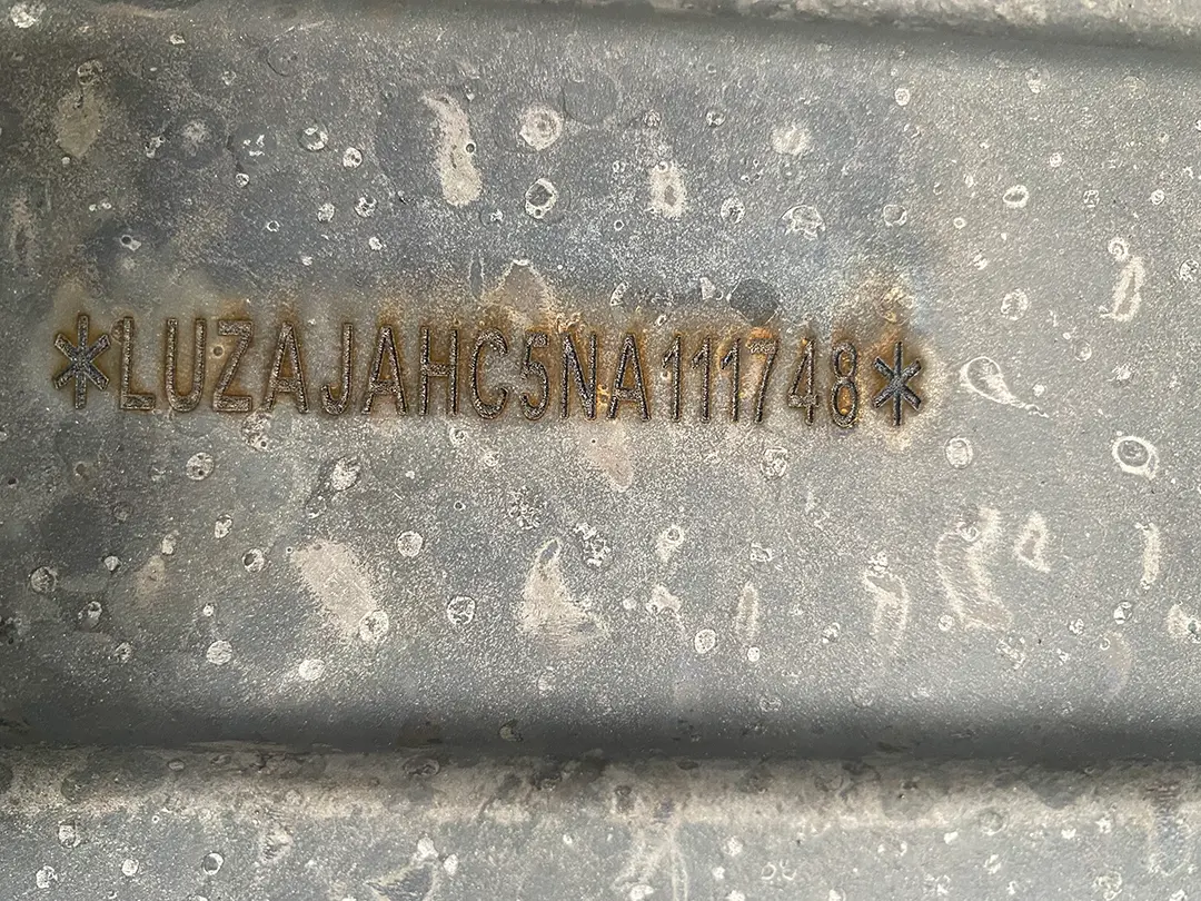 Results of robotic deep laser VIN marking Results of robotic deep laser VIN marking
